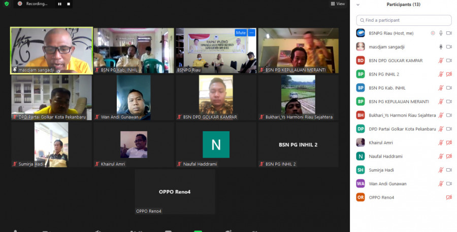Perkuat Jaringan Daerah, BSNPG Riau Adakan Virtual Meeting Bersama Pengurus Daerah